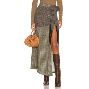 House of Harlow 1960 Olive and Brown Patterned Skirt